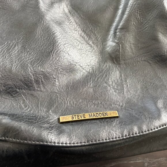 Steve Madden Black Leather Boho Studded Crossbody Bag Handbag - Picture 7 of 7